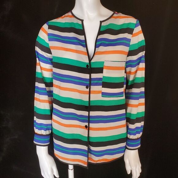 Bar III Striped Button Down Top (XS) - Picture 2 of 6